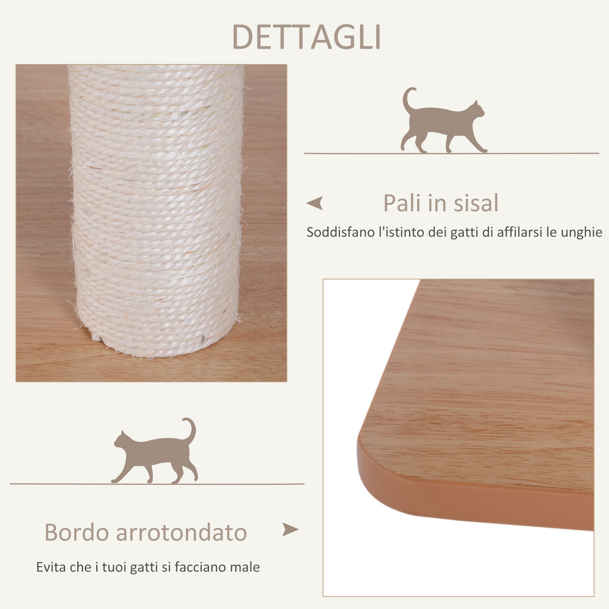 easycomfort easycomfort albero per gatti in sisal con cuccia piattaforme e giochi 60x40x120cm