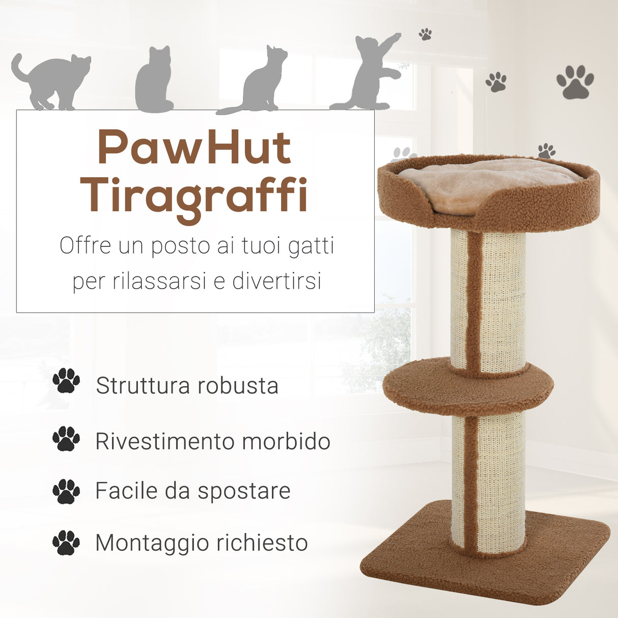 easycomfort easycomfort tiragraffi ad albero per gatti con cuccia cuscino rivestimento peluche e pali in corda sisal