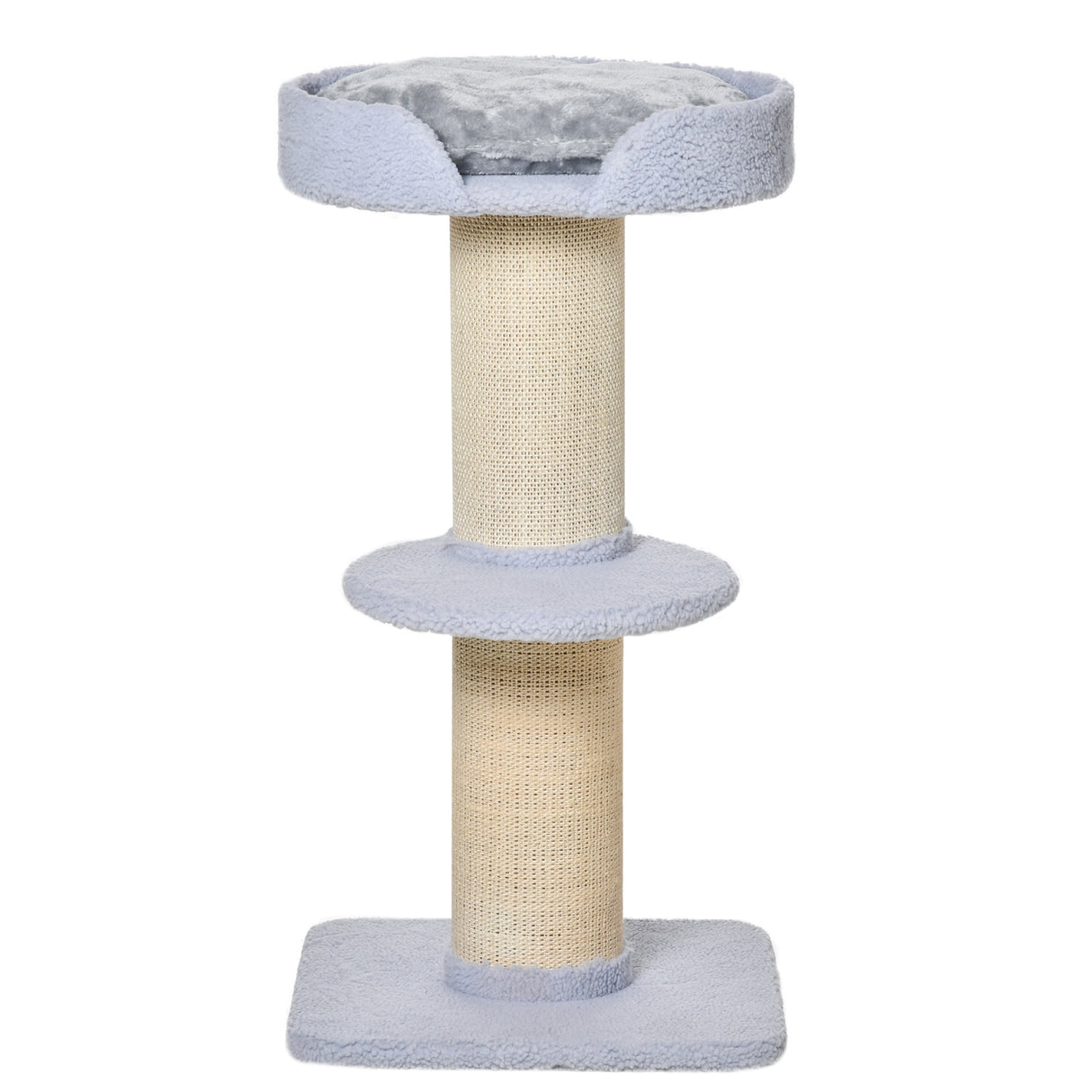 easycomfort tiragraffi per gatti con lettino rivestimento peluche e palo in sisal 45x45x91cm azzurro