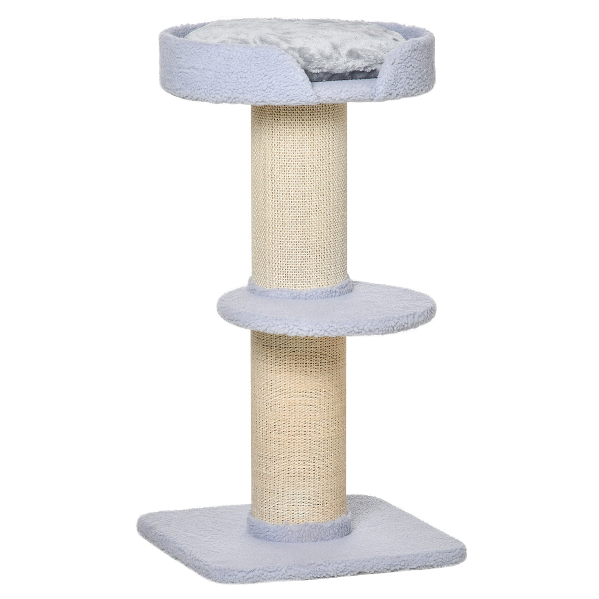 easycomfort tiragraffi per gatti con lettino rivestimento peluche e palo in sisal 45x45x91cm azzurro