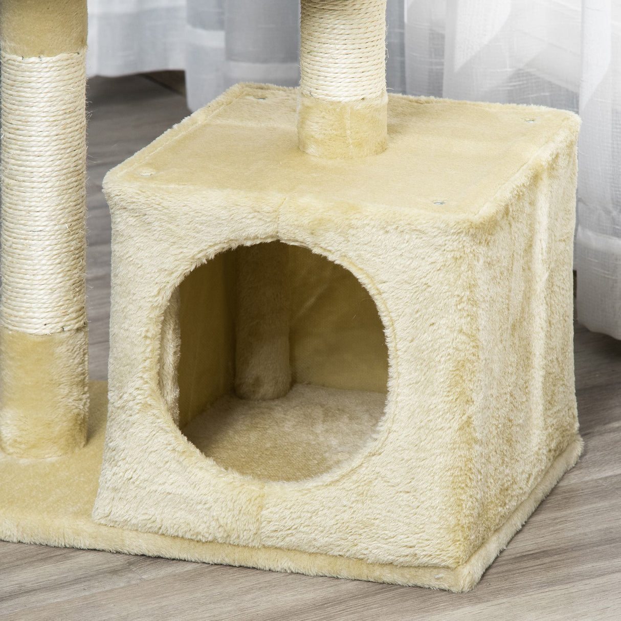 easycomfort easycomfort tiragraffi per gatti con cuccia pallina e pali in corda sisal beige