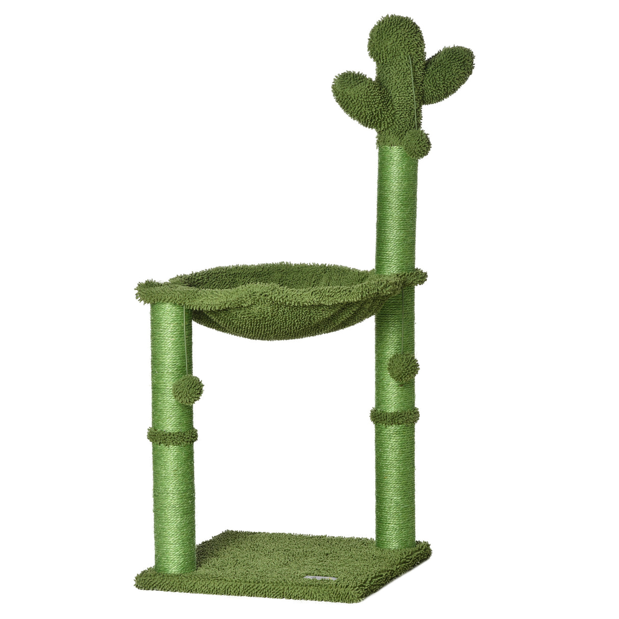 easycomfort easycomfort albero tiragraffi per gatti fino 4 5kg a forma di cactus con palline e amaca 40x40x96cm verde