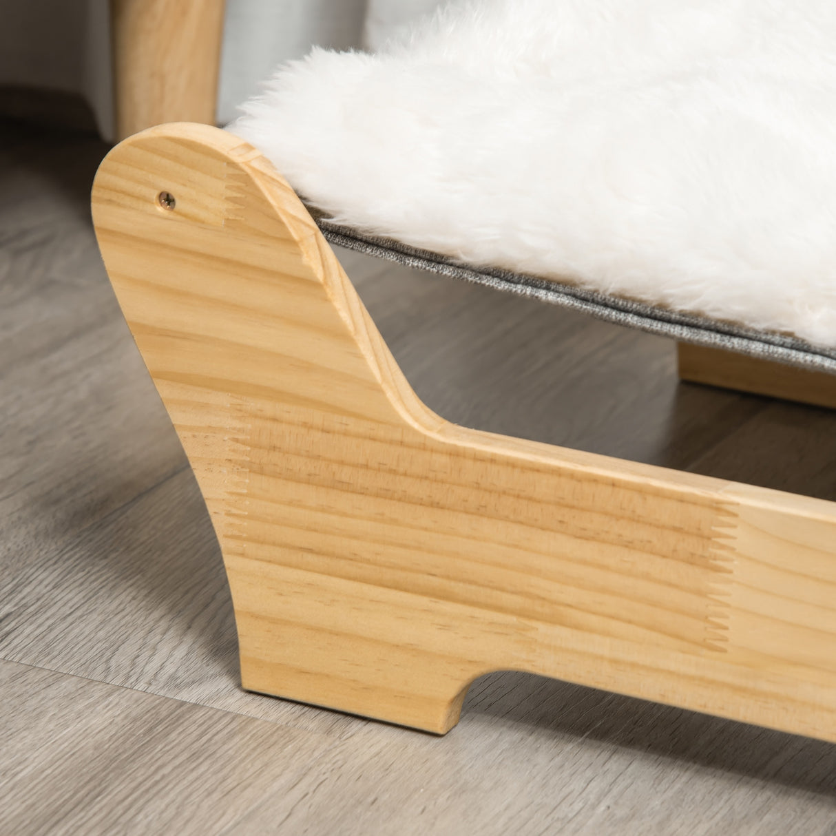 easycomfort easycomfort cuccia per gatti da interno con cuscino in peluche rimovibile e telaio in legno 68x43x20cm biancogrigio