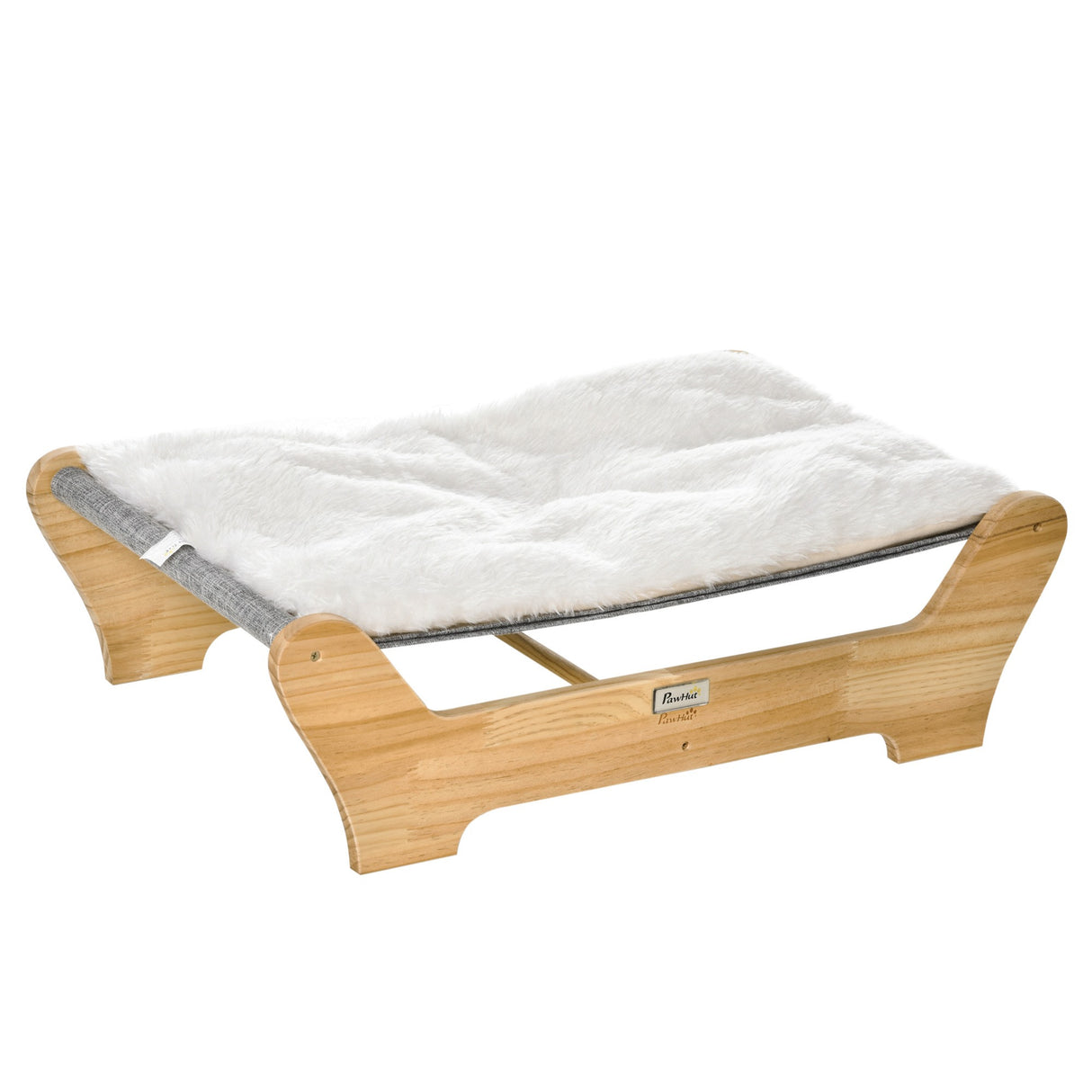 easycomfort easycomfort cuccia per gatti da interno con cuscino in peluche rimovibile e telaio in legno 68x43x20cm biancogrigio