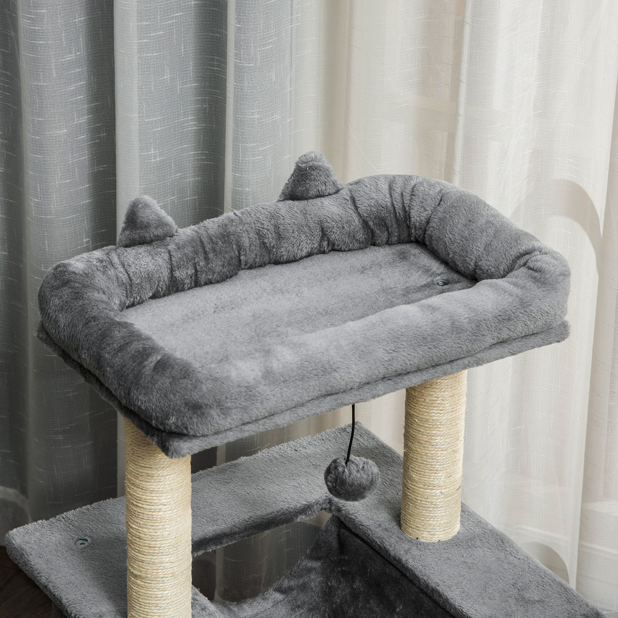 easycomfort easycomfort albero tiragraffi con corde sisal casetta e amaca rivestimento peluche e feltro altezza 100cm grigio