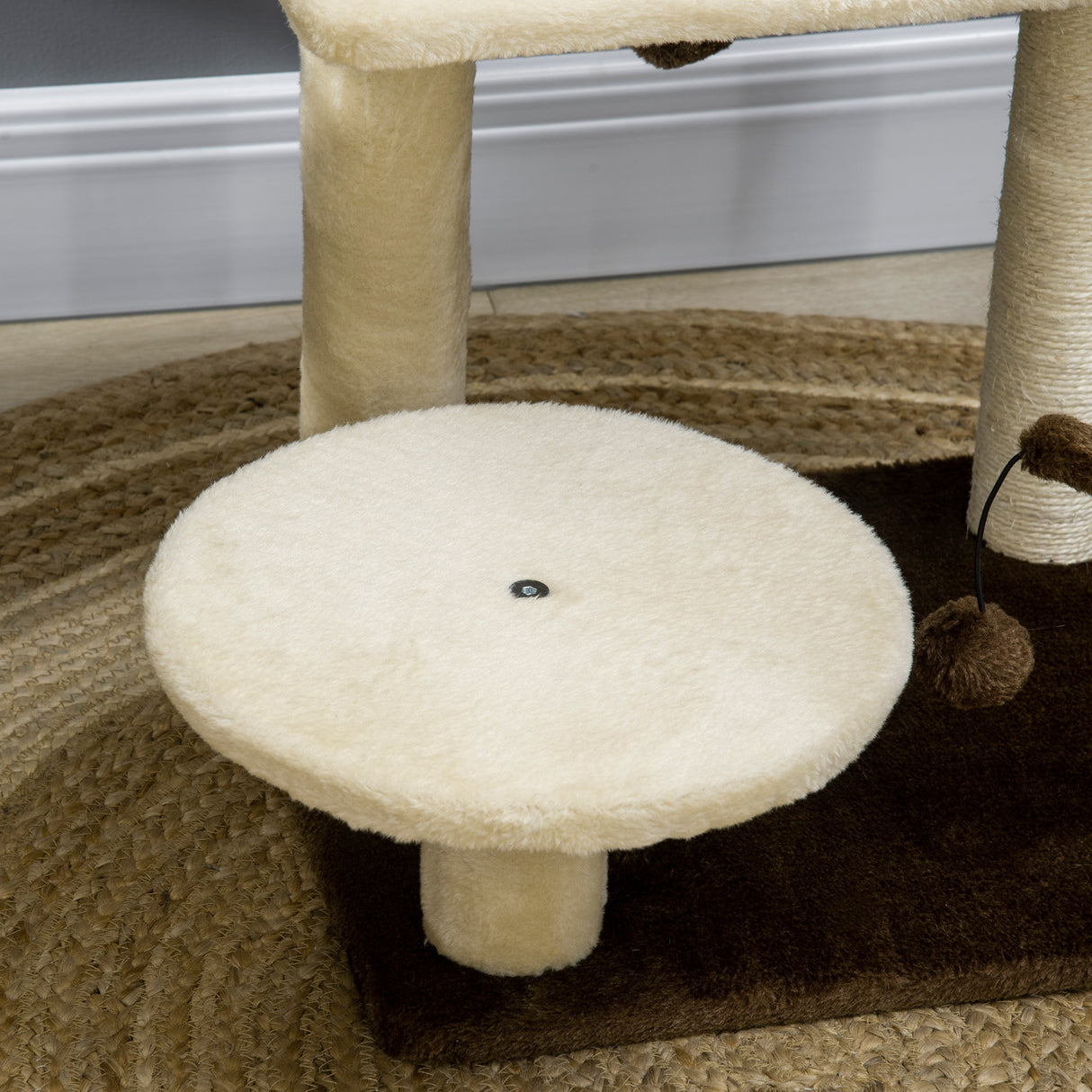 easycomfort albero tiragraffi per gatti con palo in sisal posatoio e palline da gioco in truciolato e peluche 44x38x74 cm
