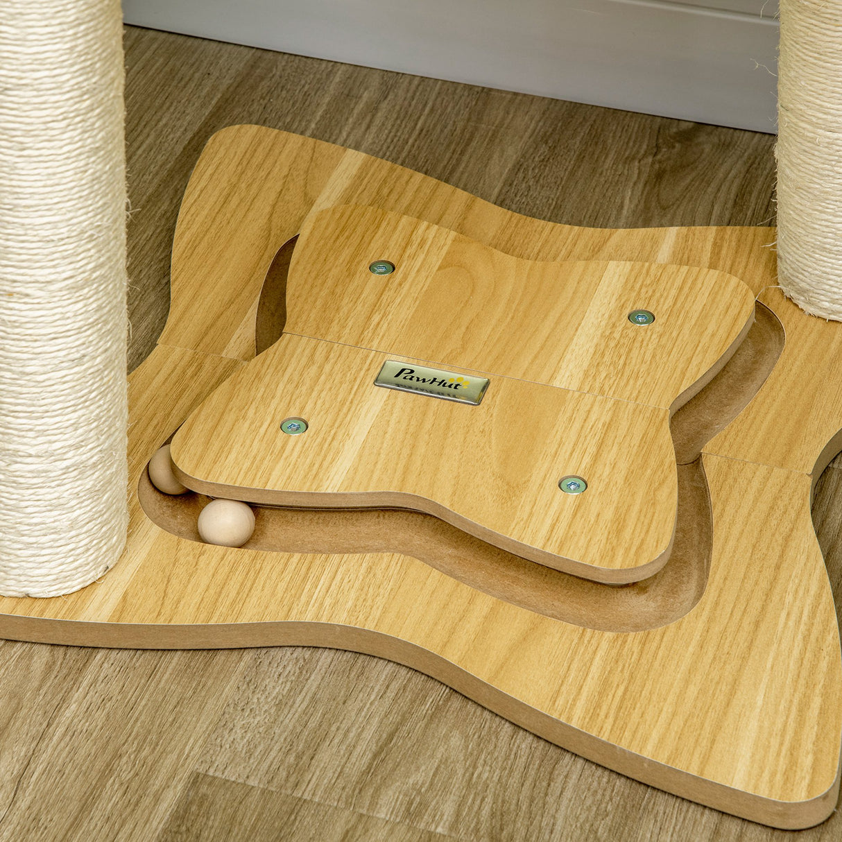 easycomfort albero tiragraffi per gatti max 5kg con amaca palline da gioco e pali in sisal 53.5x53.5x90 cm beige