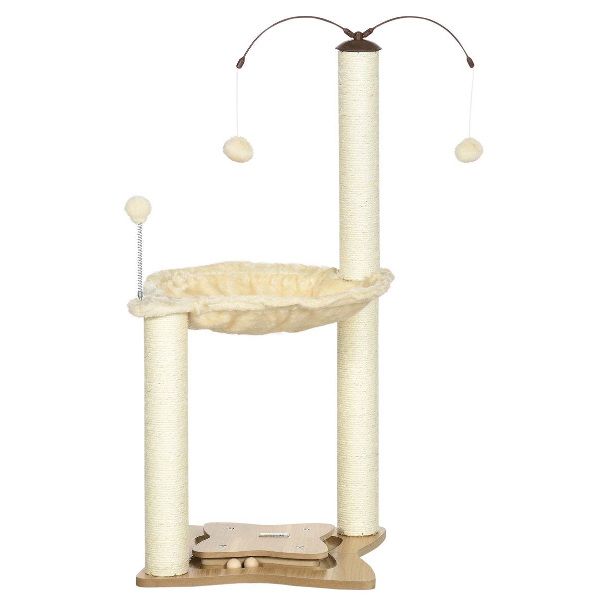 easycomfort albero tiragraffi per gatti max 5kg con amaca palline da gioco e pali in sisal 53.5x53.5x90 cm beige