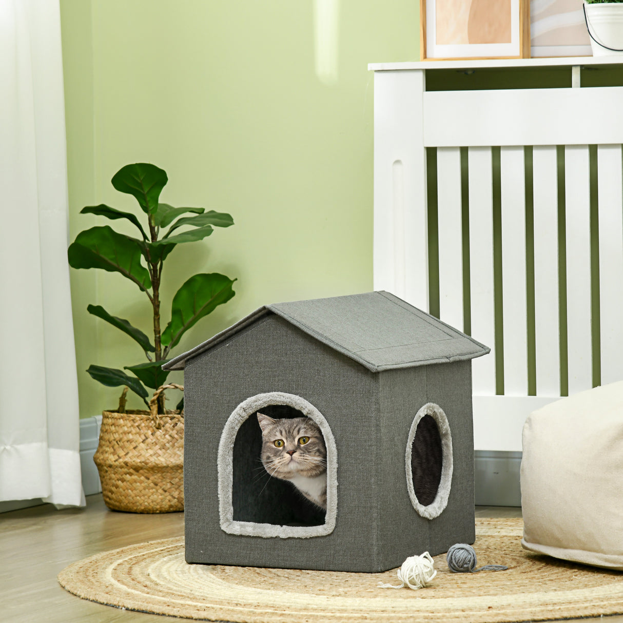 easycomfort easycomfort casetta per gatti con cuscini lavabili 2 entrate 39x43 5x40 5cm grigio