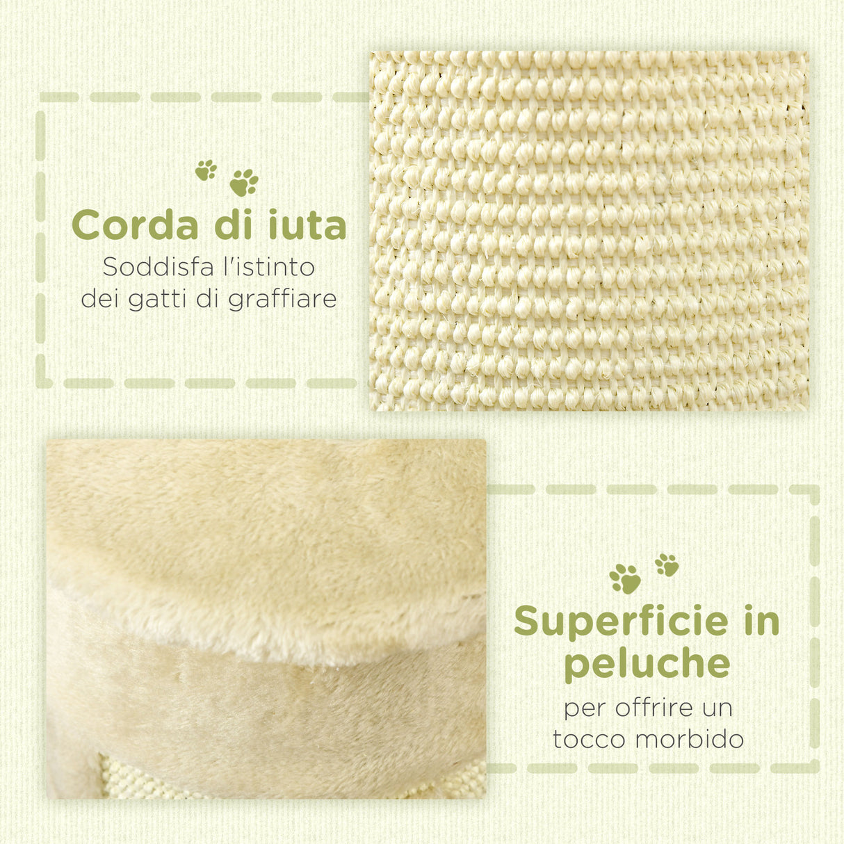 easycomfort albero tiragraffi per gatti fino 5kg con 2 palline in sisal e peluche 34x25.5x58cm beige