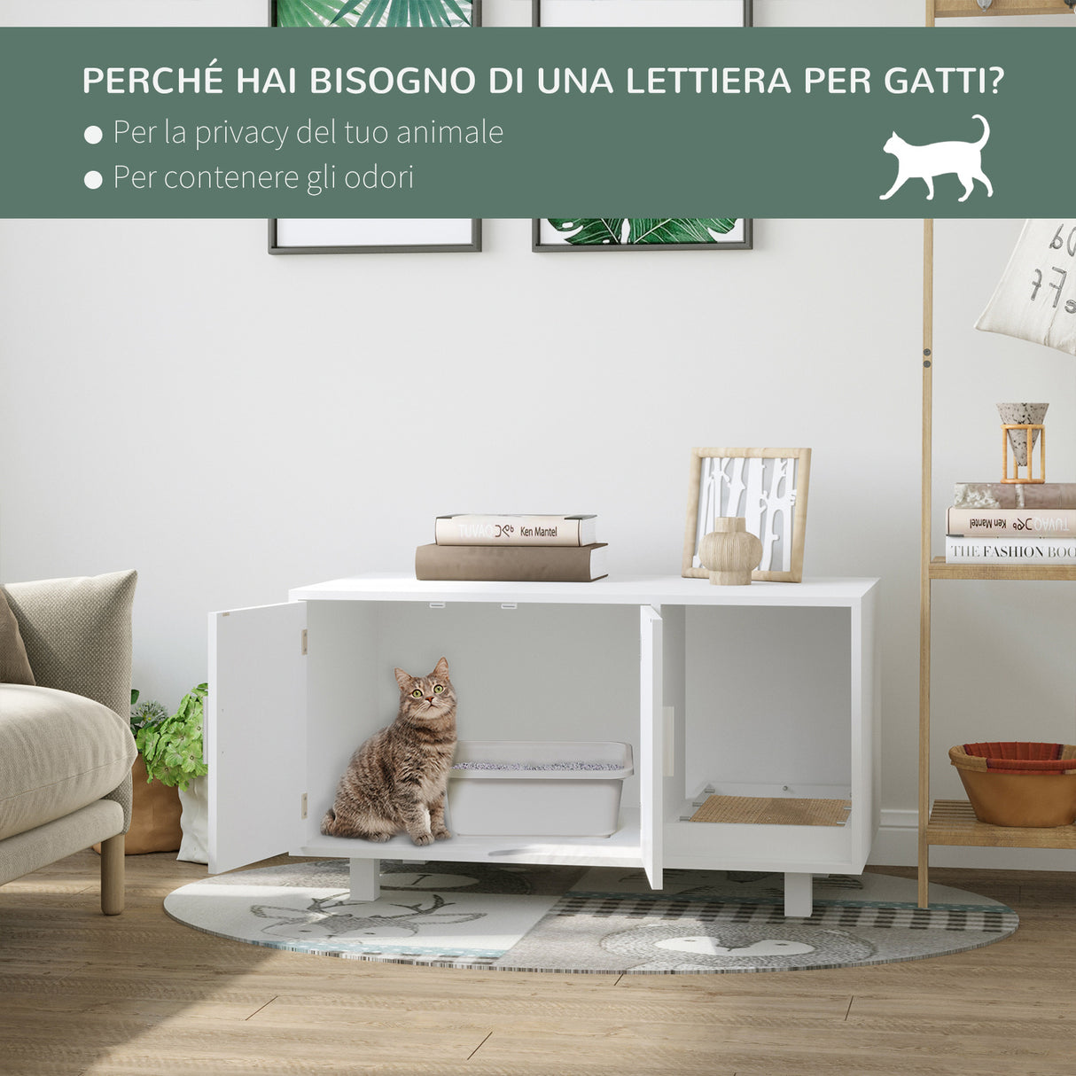 easycomfort easycomfort mobile per lettiera gatti in legno 2 ante e apertura laterale con tiragraffi