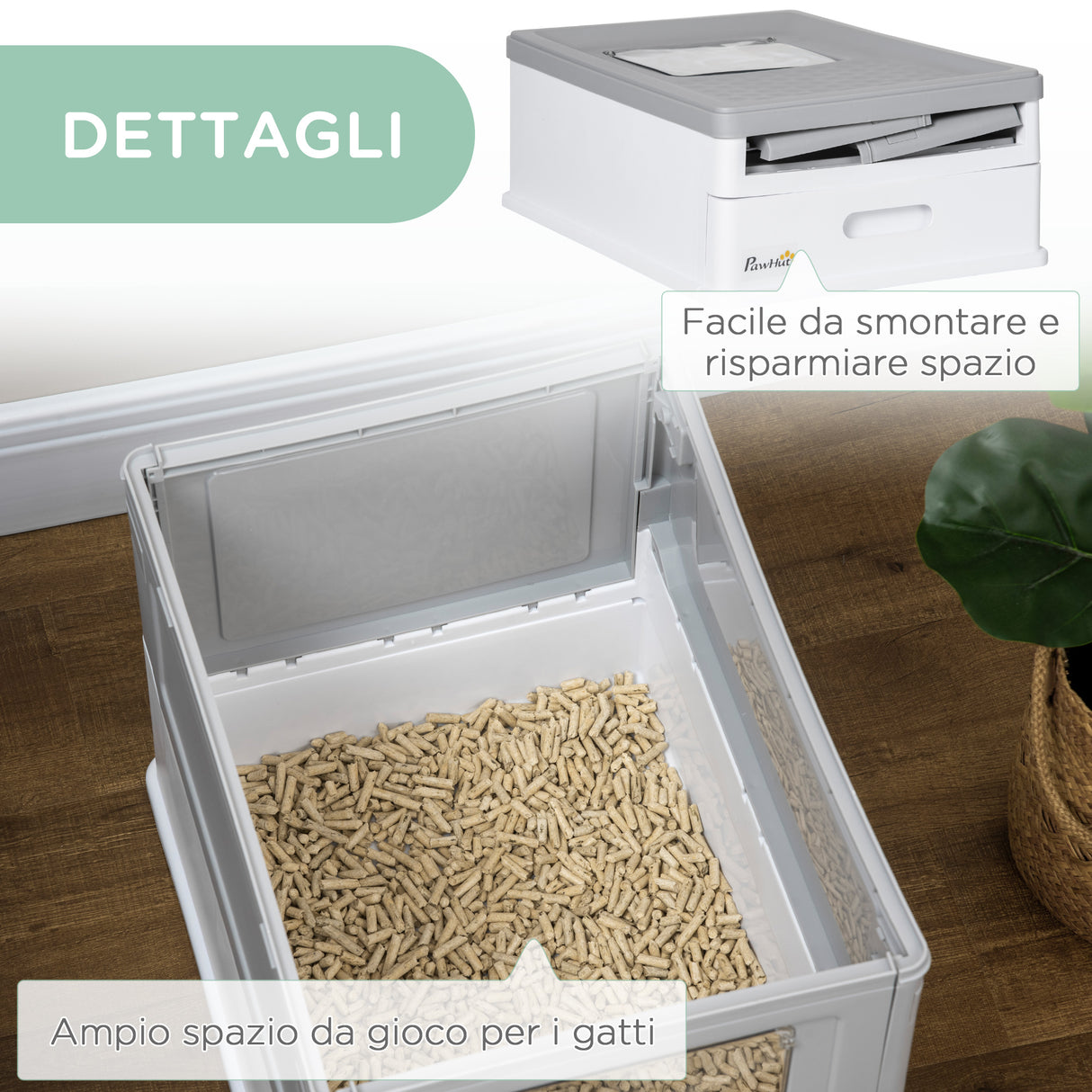 easycomfort lettiera per gatti chiusa in pp a 2 porte con paletta e vassoio estraibile 47.5x35.5x36.7 cm