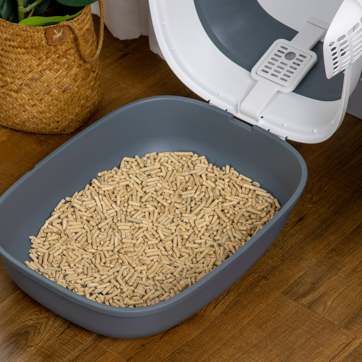 easycomfort lettiera per gatti con paletta e deodorante design pieghevole con maniglia 52x41x38 cm