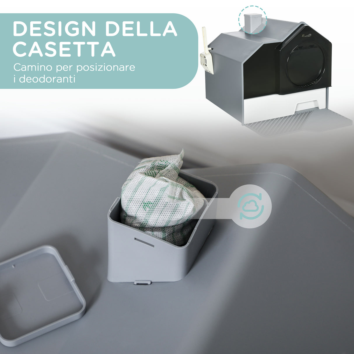easycomfort lettiera per gatti chiusa con vassoio estraibile tappetino e paletta inclusi 47x45x42cm grigio