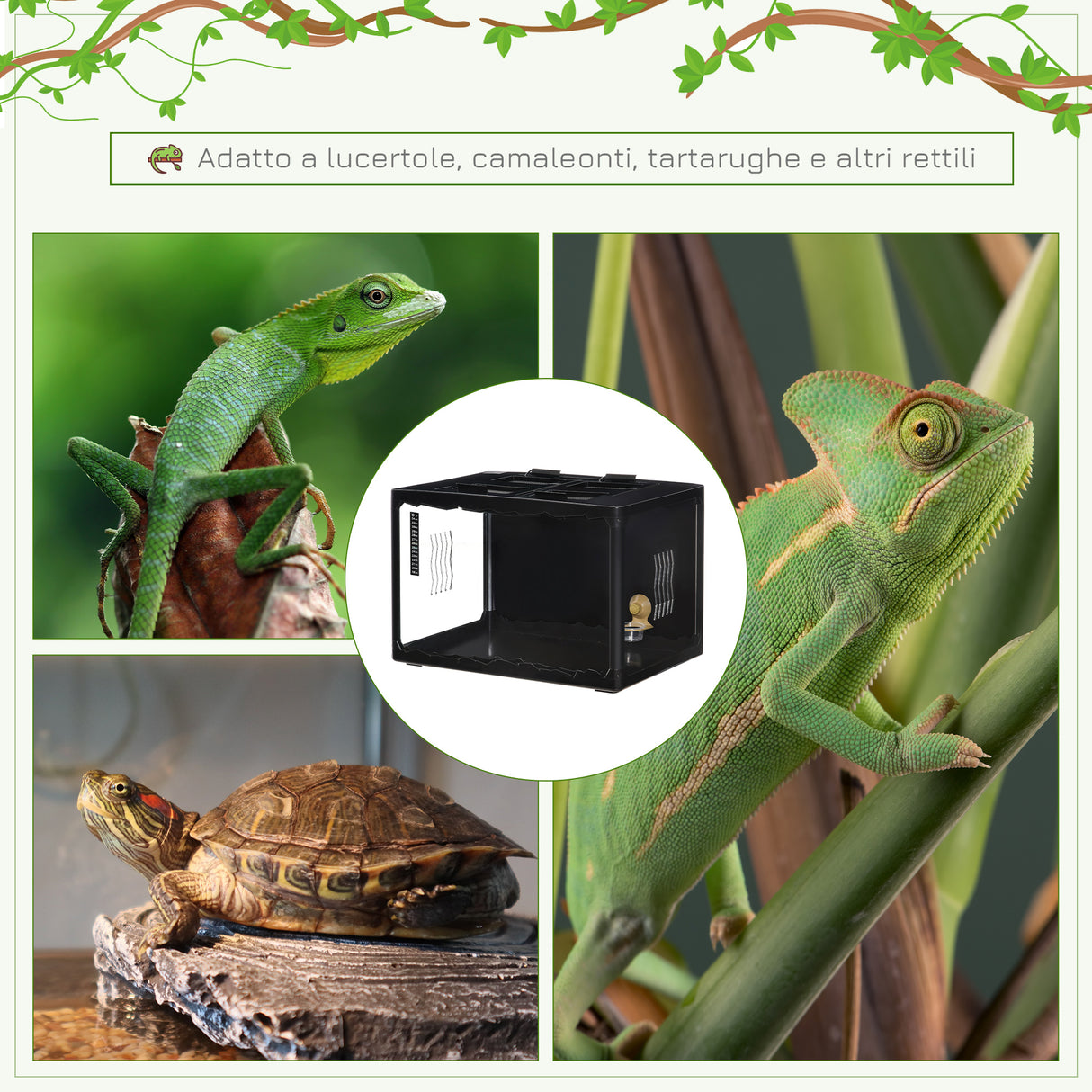 easycomfort easycomfort terrario per tartarughe di terra e rettili con termometro 18 34 60x40x40 5 cm nero