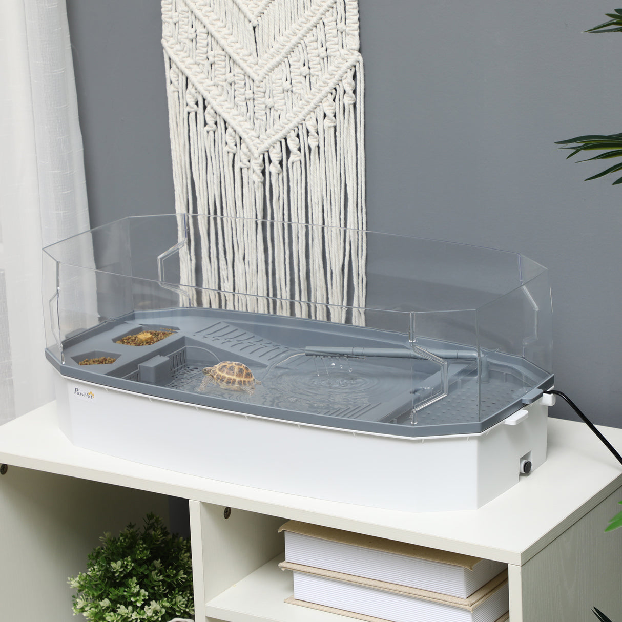 easycomfort vasca per tartarughe multifunzione con tubo e pompa d acqua 62x31x 21cm bianca