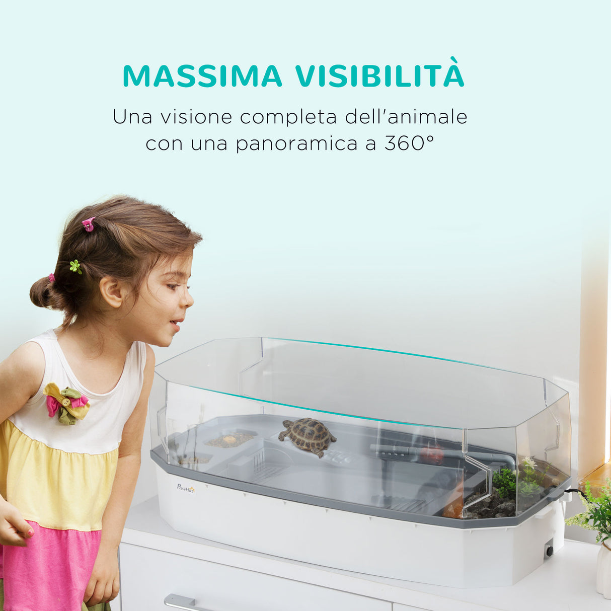 easycomfort vasca per tartarughe multifunzione con tubo e pompa d acqua 62x31x 21cm bianca