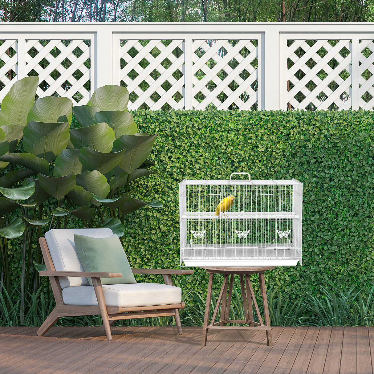 easycomfort easycomfort gabbia per uccelli in metallo con posatoi ciotole per cibo e maniglia 60x41x41cm