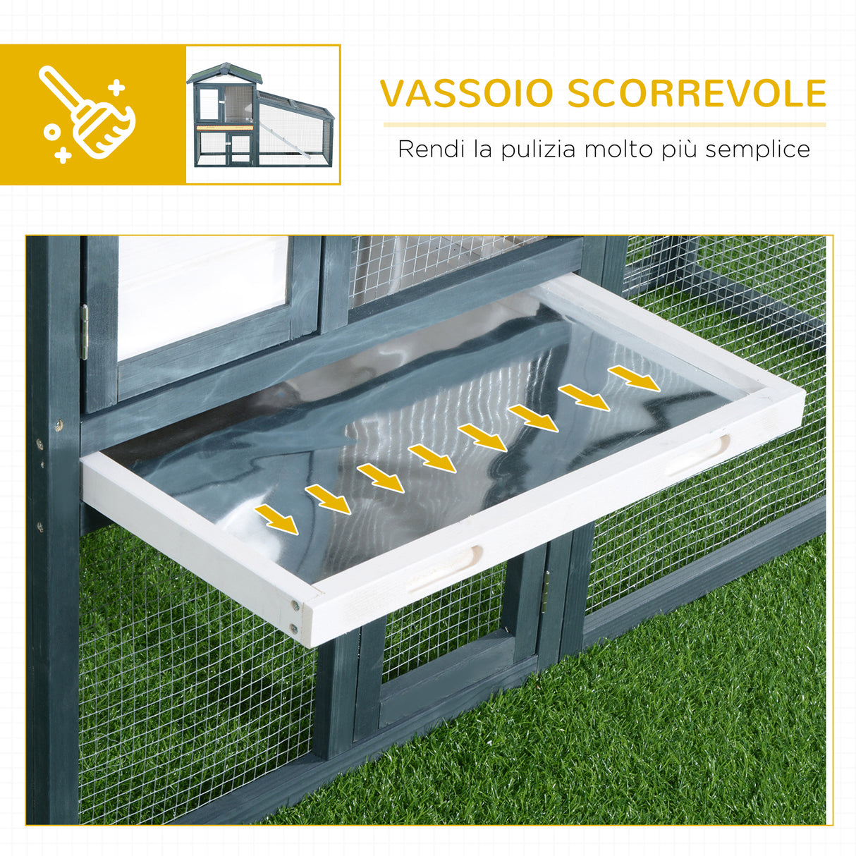 easycomfort easycomfort gabbia per conigli animali in legno di abete doppia porta 140x65x100cm