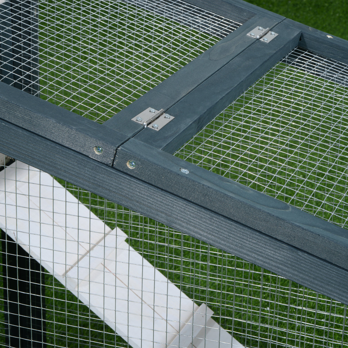 easycomfort easycomfort gabbia per conigli animali in legno di abete doppia porta 140x65x100cm