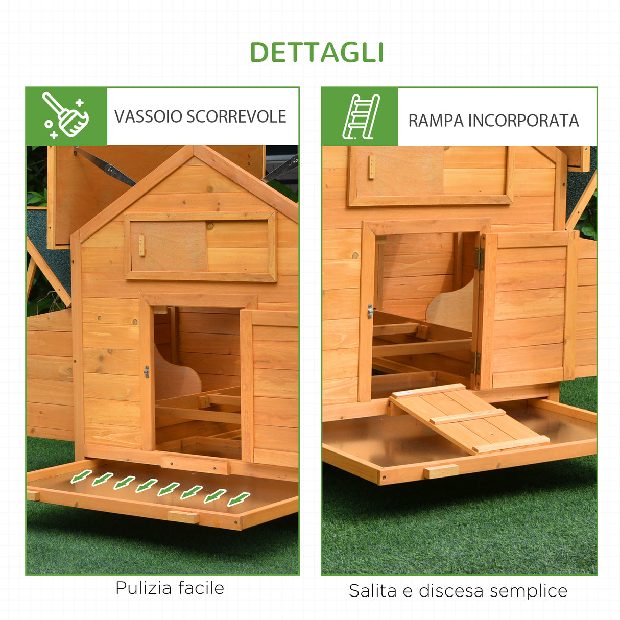 easycomfort easycomfort pollaio da giardino gabbia per galline impermeabile in legno 150x100x96.5 cm
