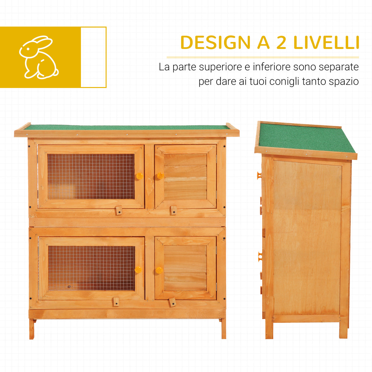 easycomfort easycomfort gabbia per conigli conigliera da esterno in legno di abete 90x45x90cm