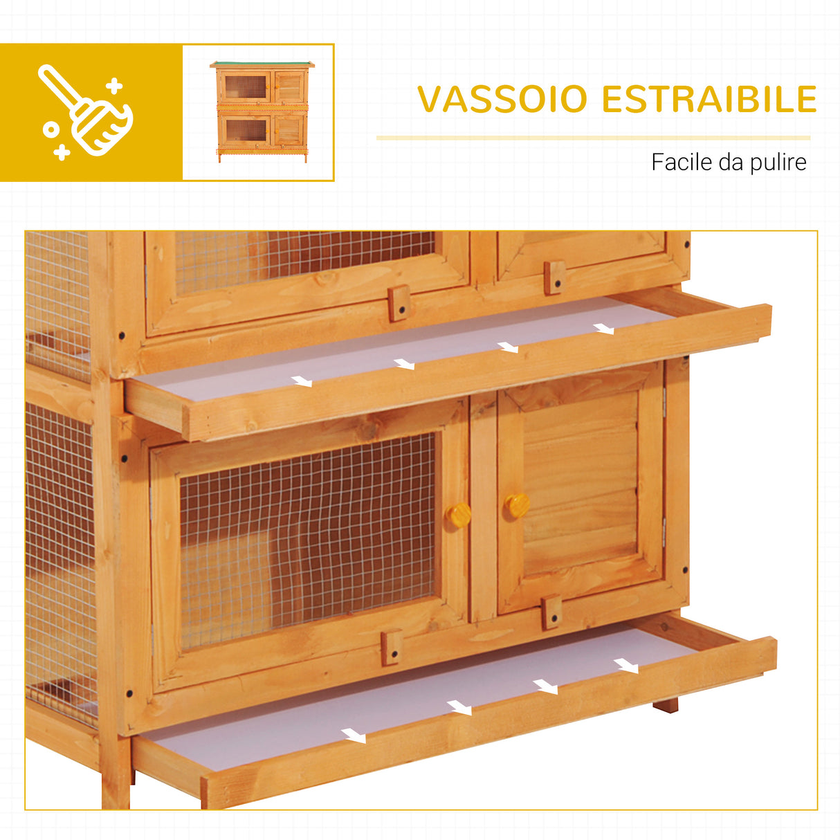 easycomfort easycomfort gabbia per conigli conigliera da esterno in legno di abete 90x45x90cm