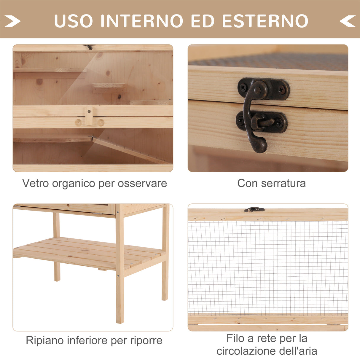 easycomfort easycomfort gabbia per roditori e criceti a 4 ripiani con tetto apribile in legno 60x40x120cm