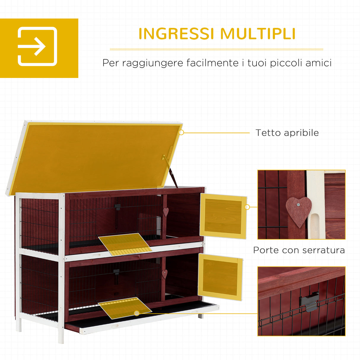 easycomfort easycomfort conigliera da esterno in legno gabbia per conigli impermeabile