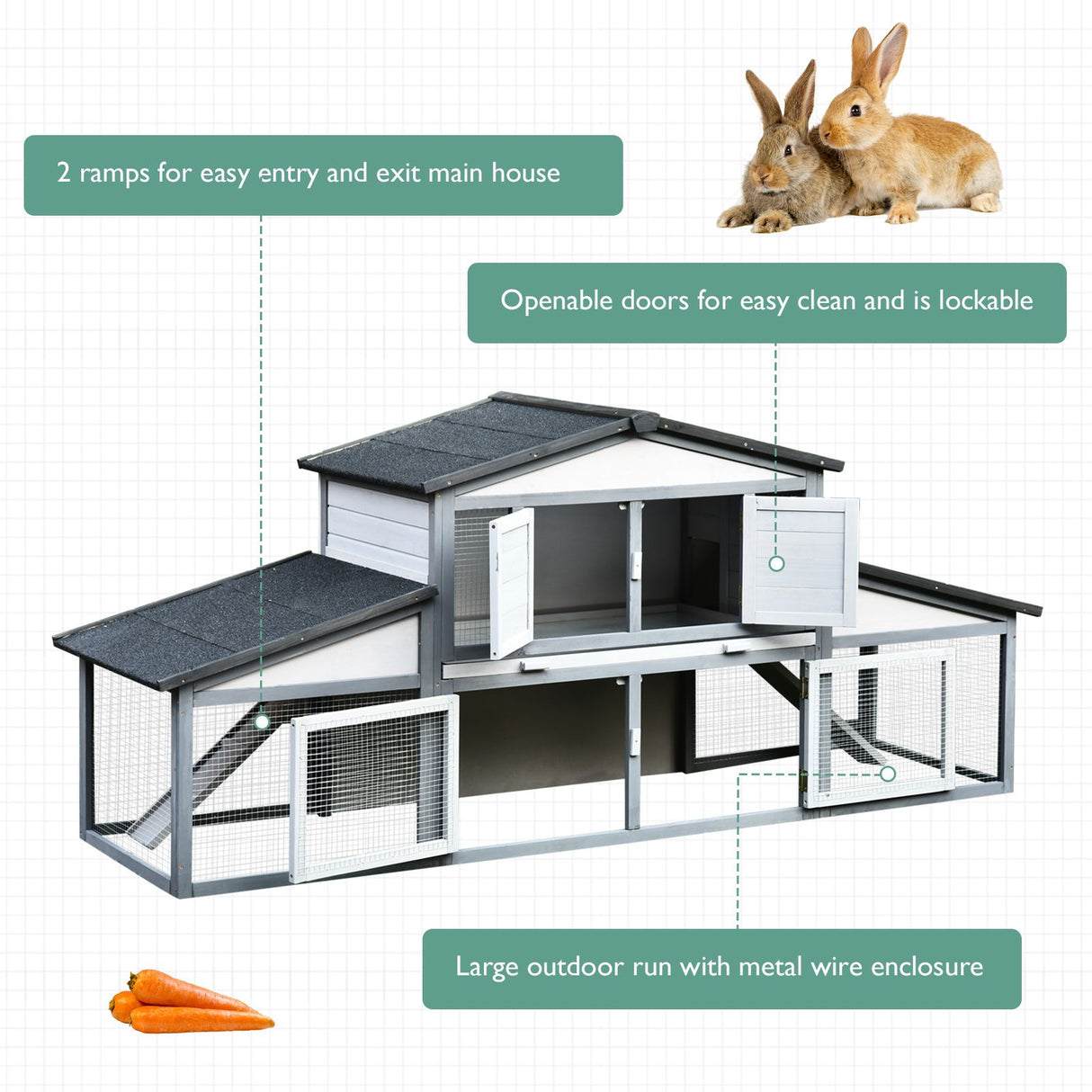 easycomfort area occasioni easycomfort conigliera da esterno in legno gabbia per 2 3 conigli o roditori bianca
