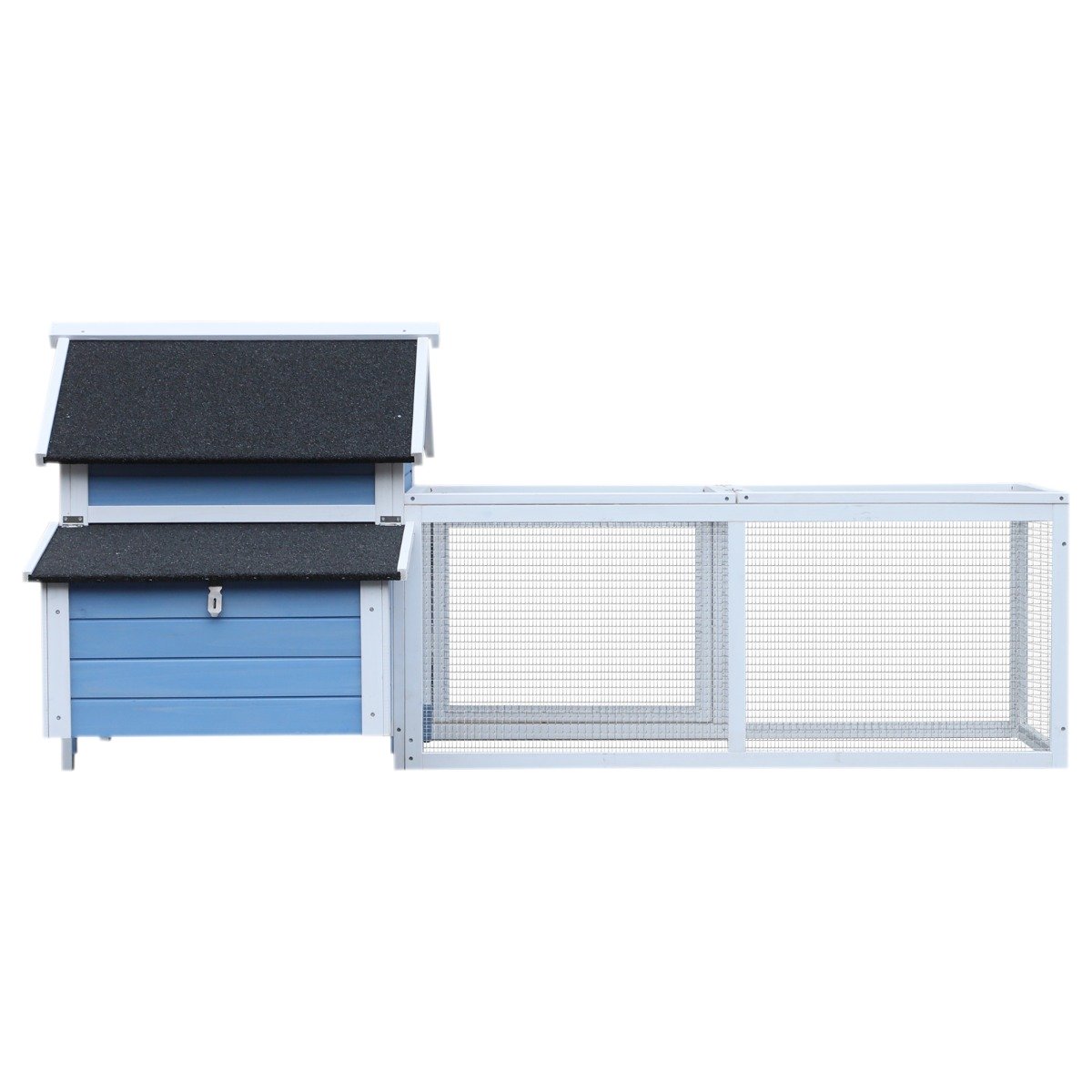 easycomfort easycomfort pollaio da giardino per galline con corsa vassoio di nidificazione rimovibile in legno bianco e blu 180x90.1x78.6cm