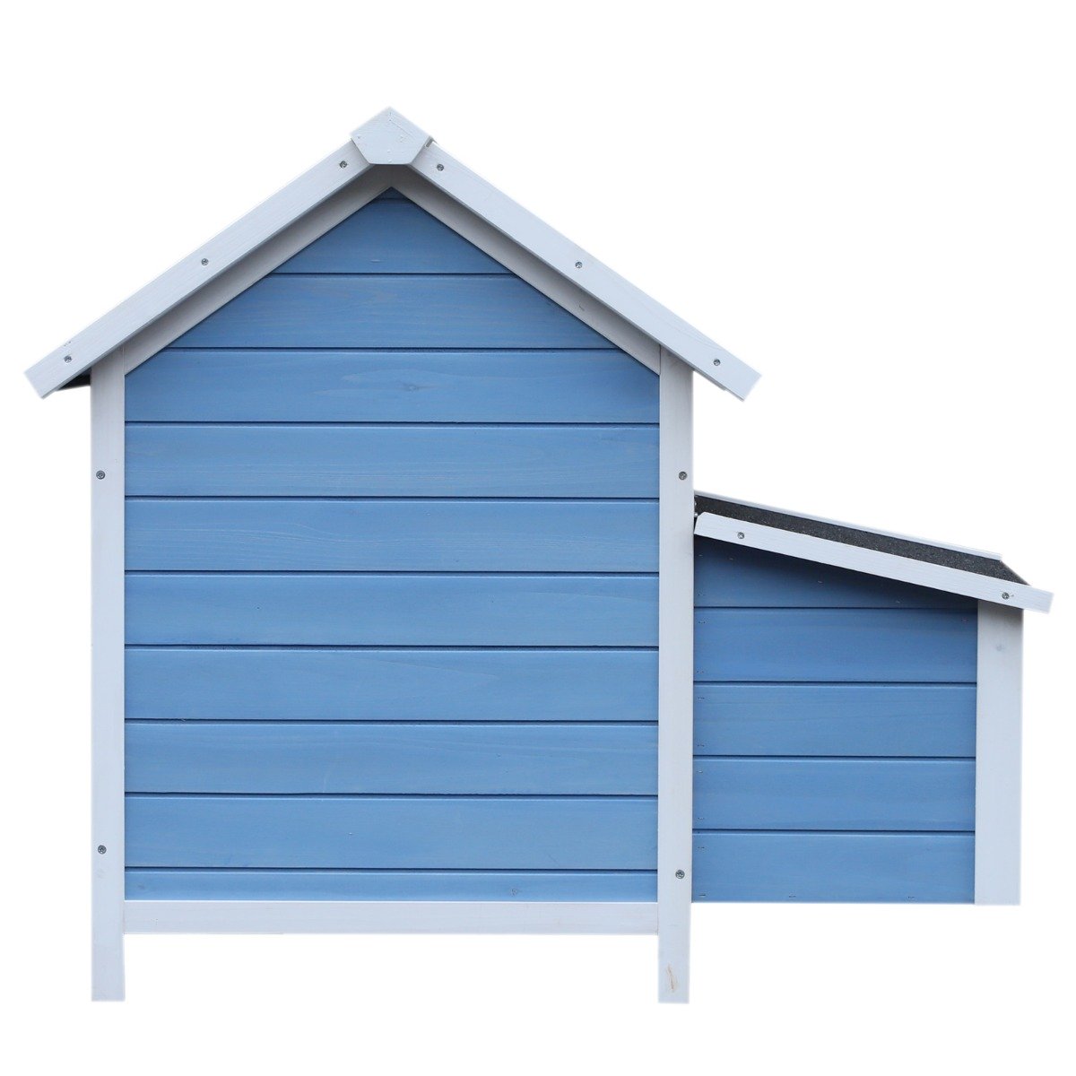 easycomfort easycomfort pollaio da giardino per galline con corsa vassoio di nidificazione rimovibile in legno bianco e blu 180x90.1x78.6cm