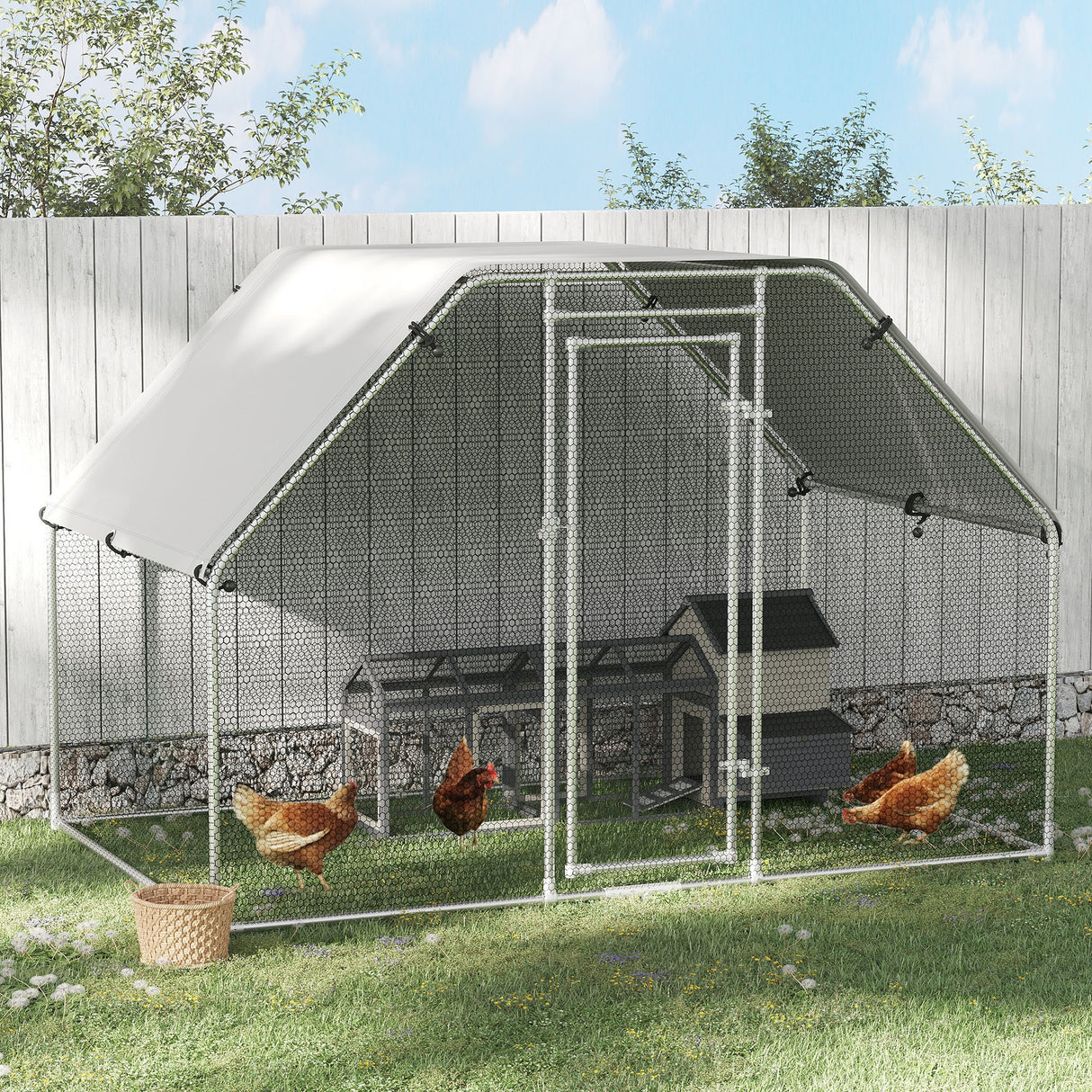 easycomfort easycomfort recinto per galline in metallo galvanizzato e tessuto oxford con porta con blocco 280x193 5x195 cm