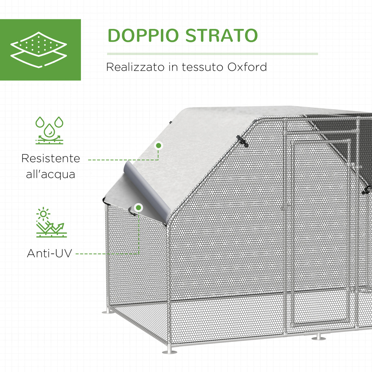 easycomfort easycomfort recinto per galline in metallo galvanizzato e tessuto oxford con porta con blocco 280x193 5x195 cm