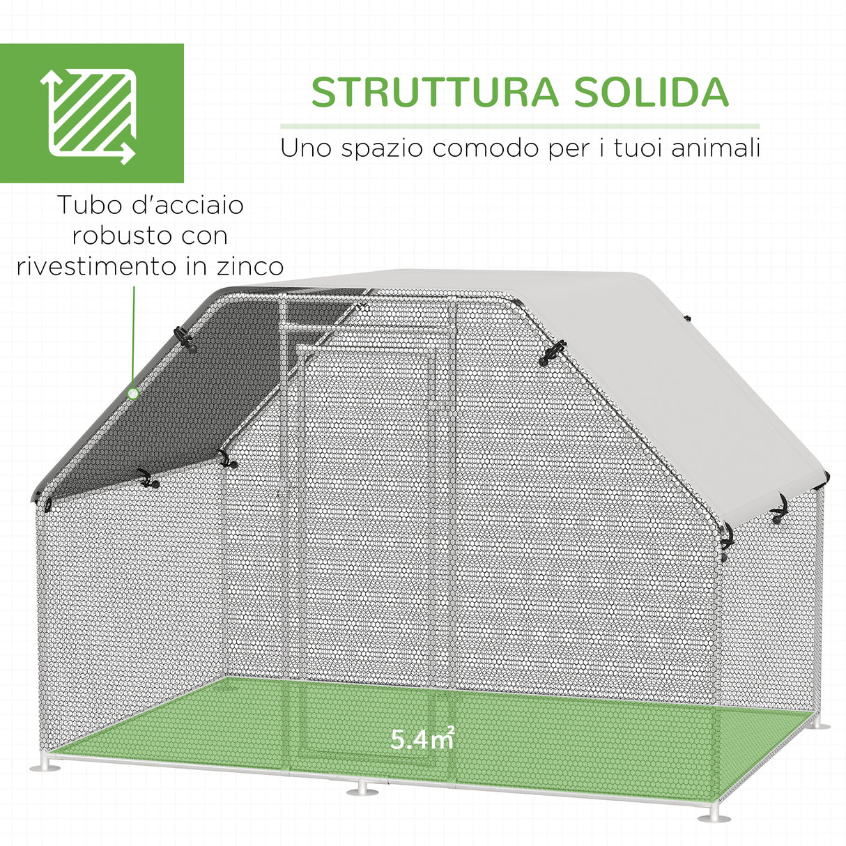 easycomfort easycomfort recinto per galline in metallo galvanizzato e tessuto oxford con porta con blocco 280x193 5x195 cm