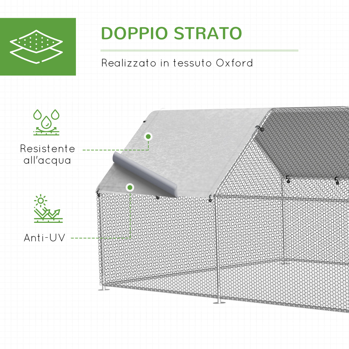 easycomfort easycomfortrecinto gabbia per galline in metallo galvanizzato impermeabile pollaio con porta e copertura oxford 280x570x195cm