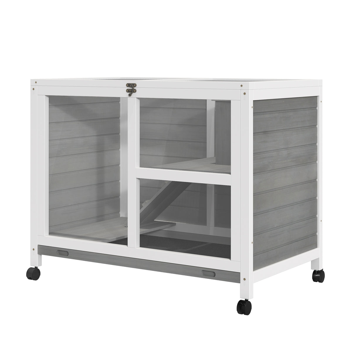 easycomfort easycomfort conigliera in legno 2 livelli gabbia per conigli e porcellini d india