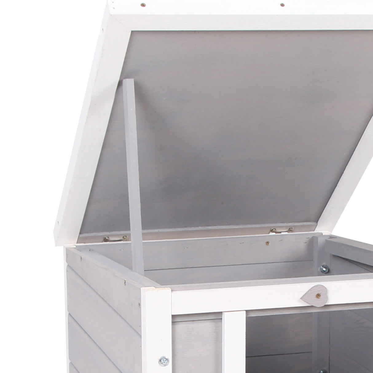 easycomfort gabbia per conigli in legno da esterno con tetto in asfalto e rampa antiscivolo 42x51x43cm grigia