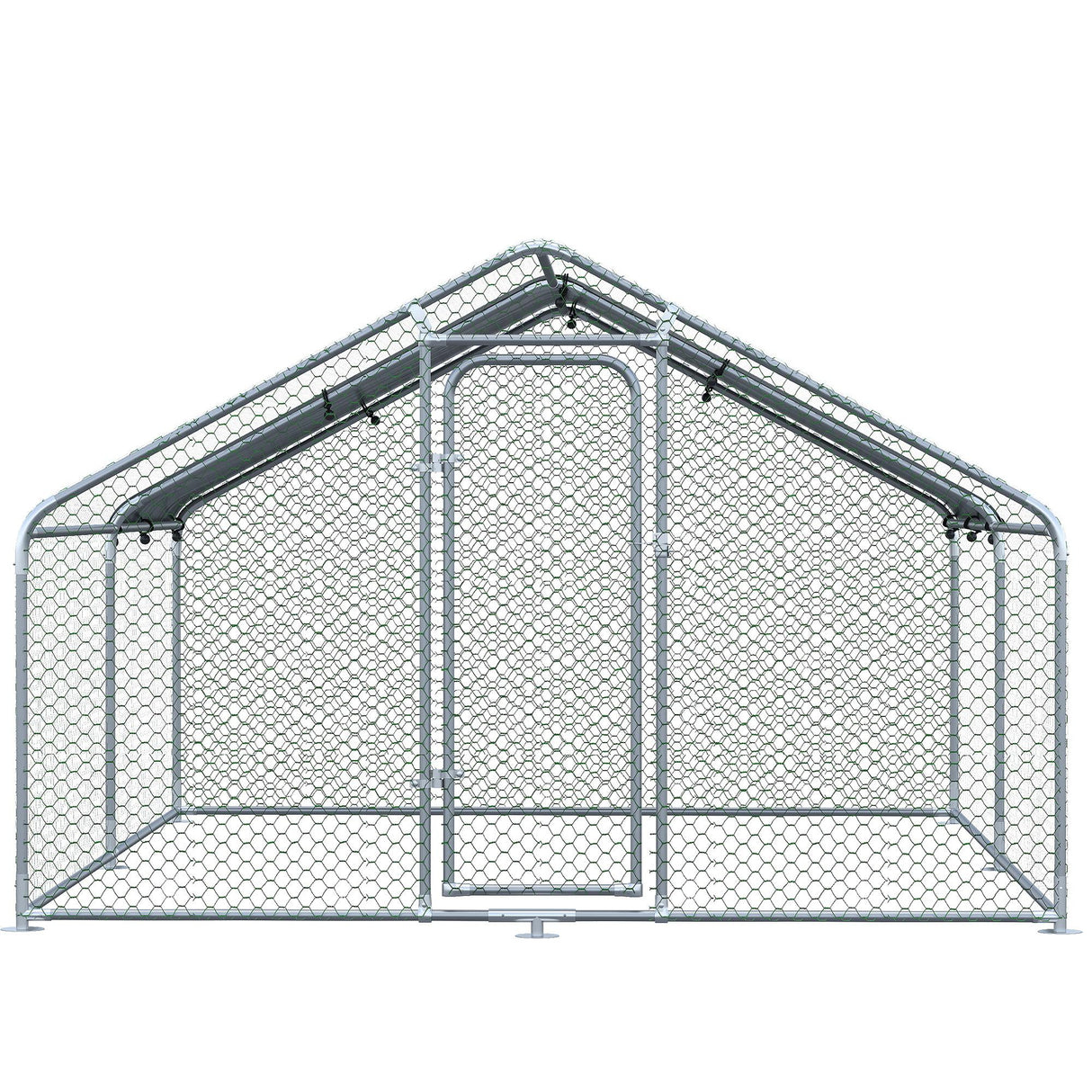 easycomfort easycomfort pollaio per galline da esterno in metallo con copertura in tessuto oxford 300x400x195 cm argento