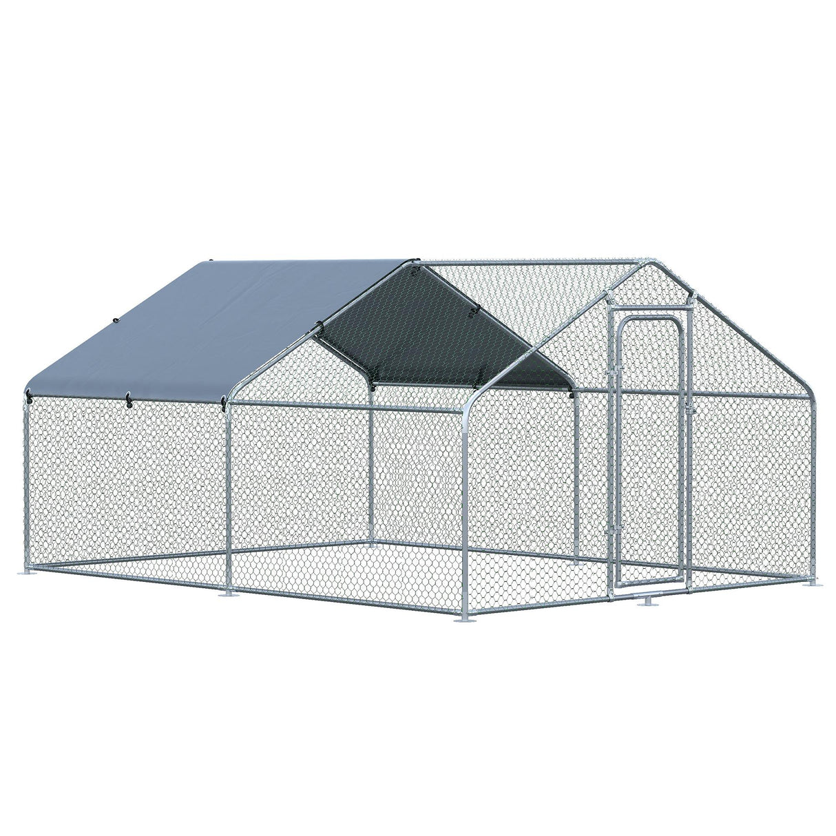 easycomfort easycomfort pollaio per galline da esterno in metallo con copertura in tessuto oxford 300x400x195 cm argento