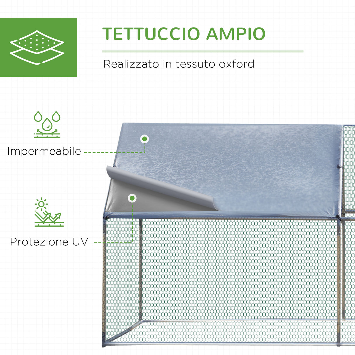 easycomfort easycomfort pollaio per galline da esterno in metallo con copertura in tessuto oxford 600x303 5x195 cm argento
