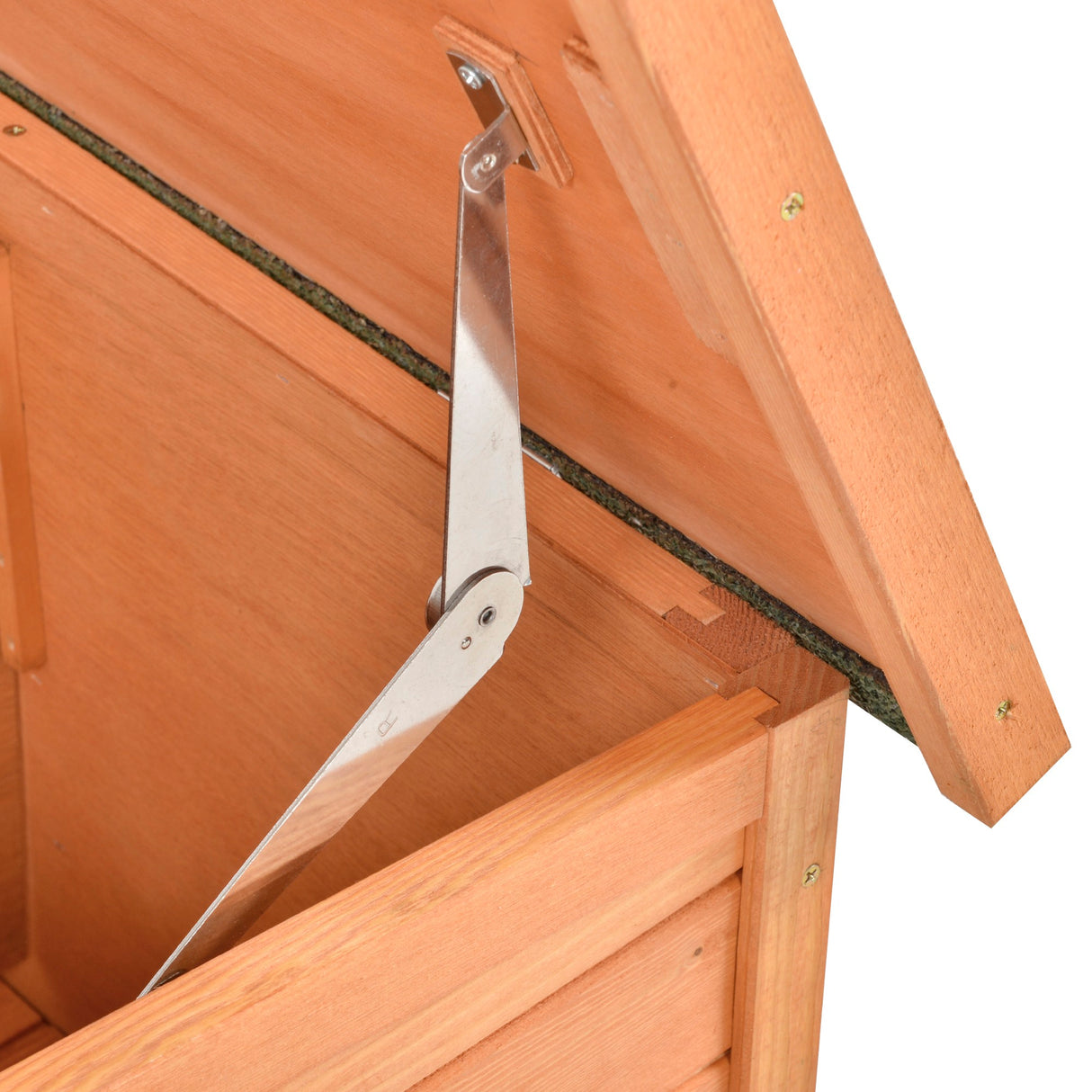 easycomfort conigliera da esterno e interno in legno con casetta e area aperta recintata 125.5x100x49cm arancione