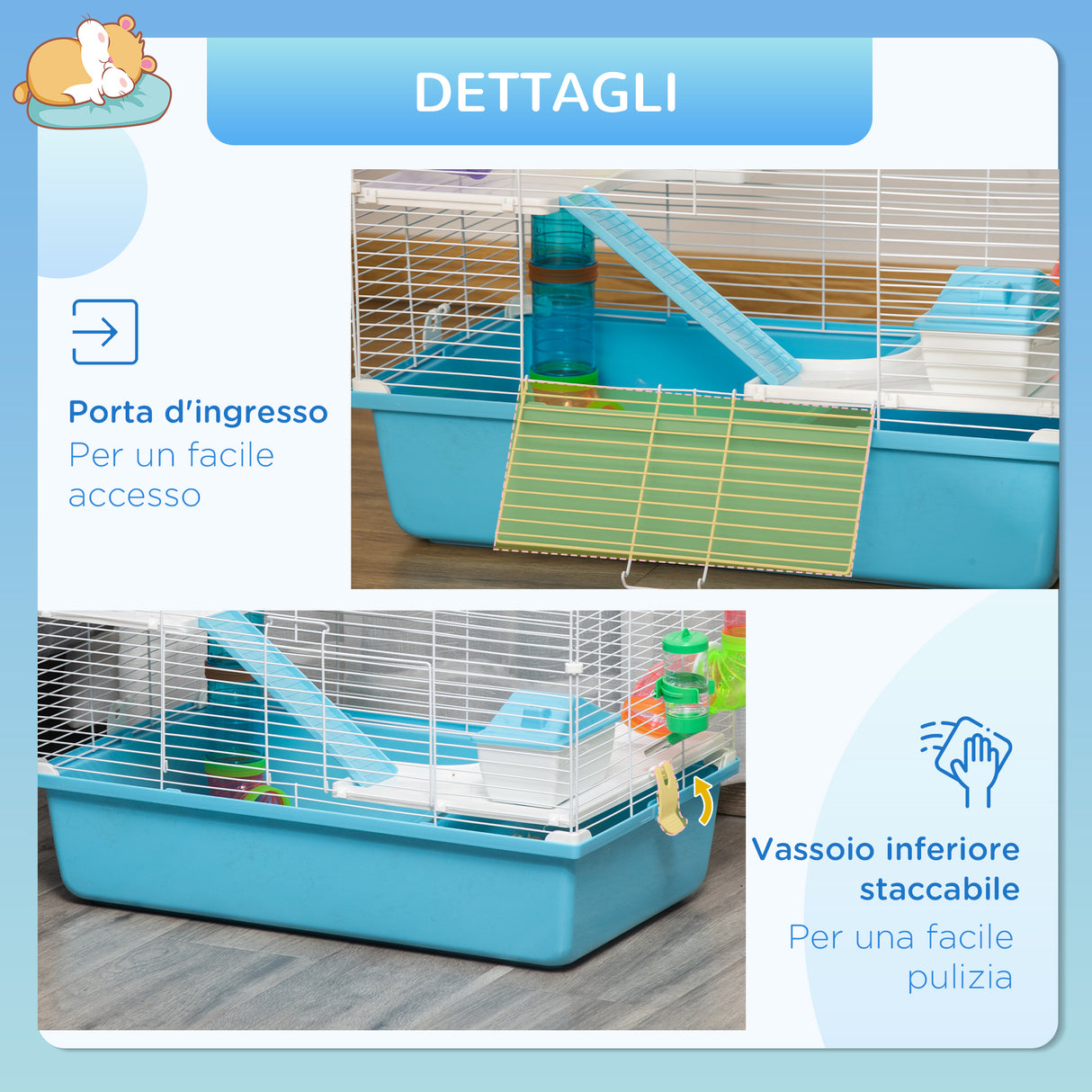 easycomfort gabbia per criceti a 3 livelli con tubi casetta serbatoio dell acqua e ruota 59x36x47cm