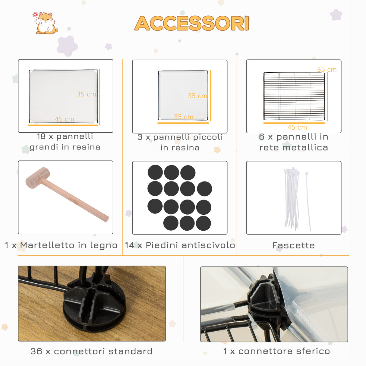 easycomfort easycomfort recinto modulare per conigli e animali di piccole dimensioni 27 pannelli acciaio e resina nero