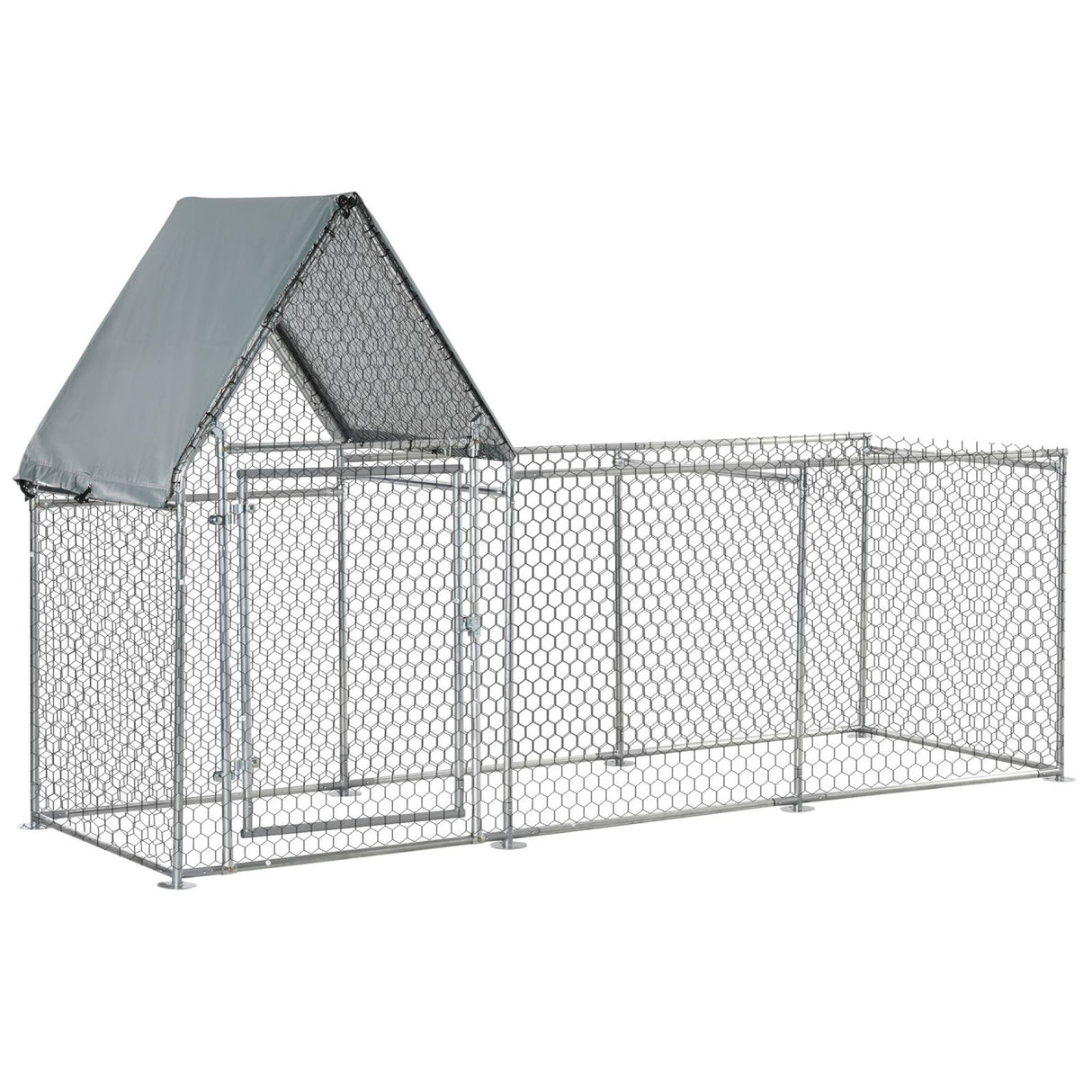easycomfort recinto per galline in acciaio galvanizzato con telo di protezione in oxford 302x107x172cm argento
