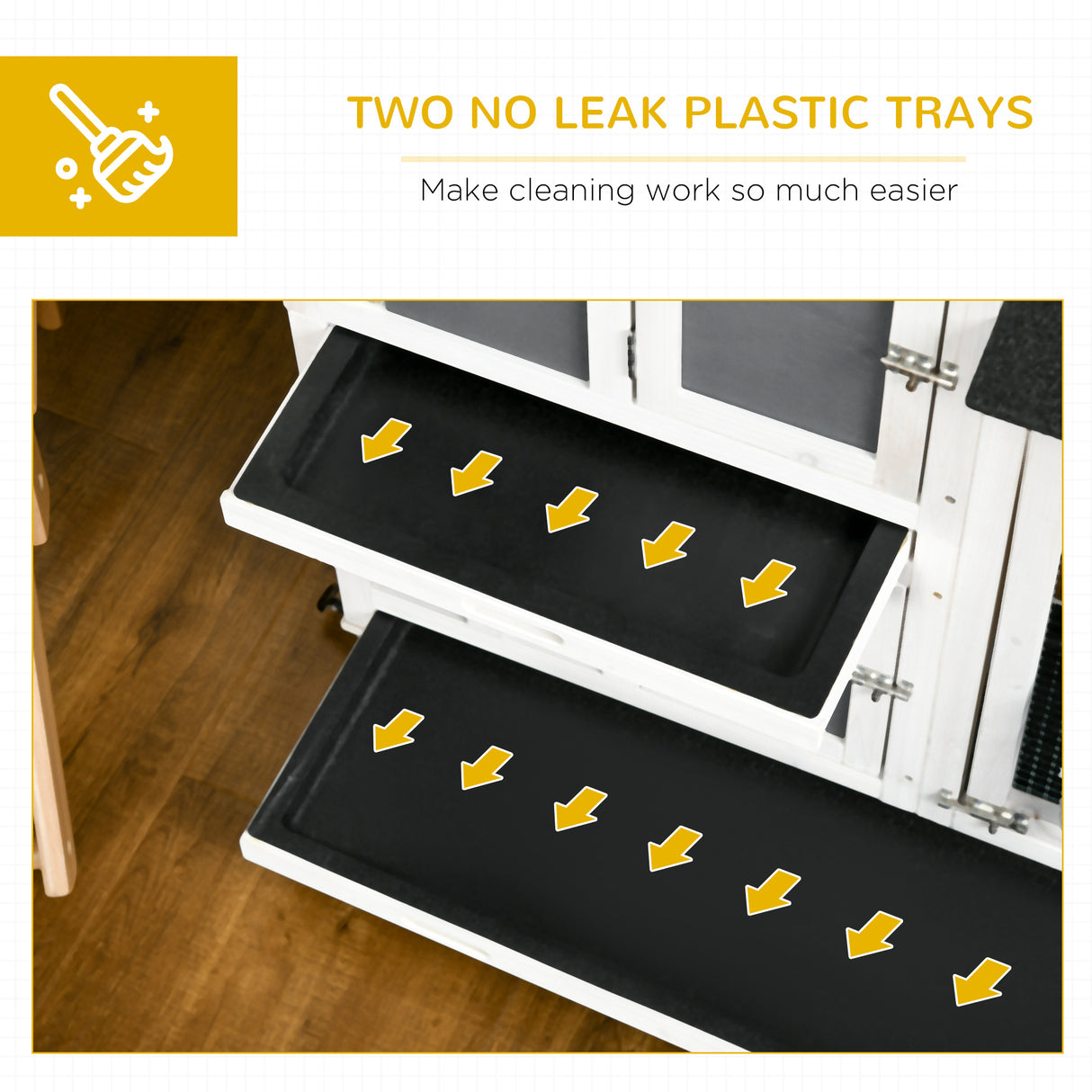 easycomfort conigliera da esterno per 2 conigli in legno con vassoio estraibile e area di corsa 110x60x104 cm