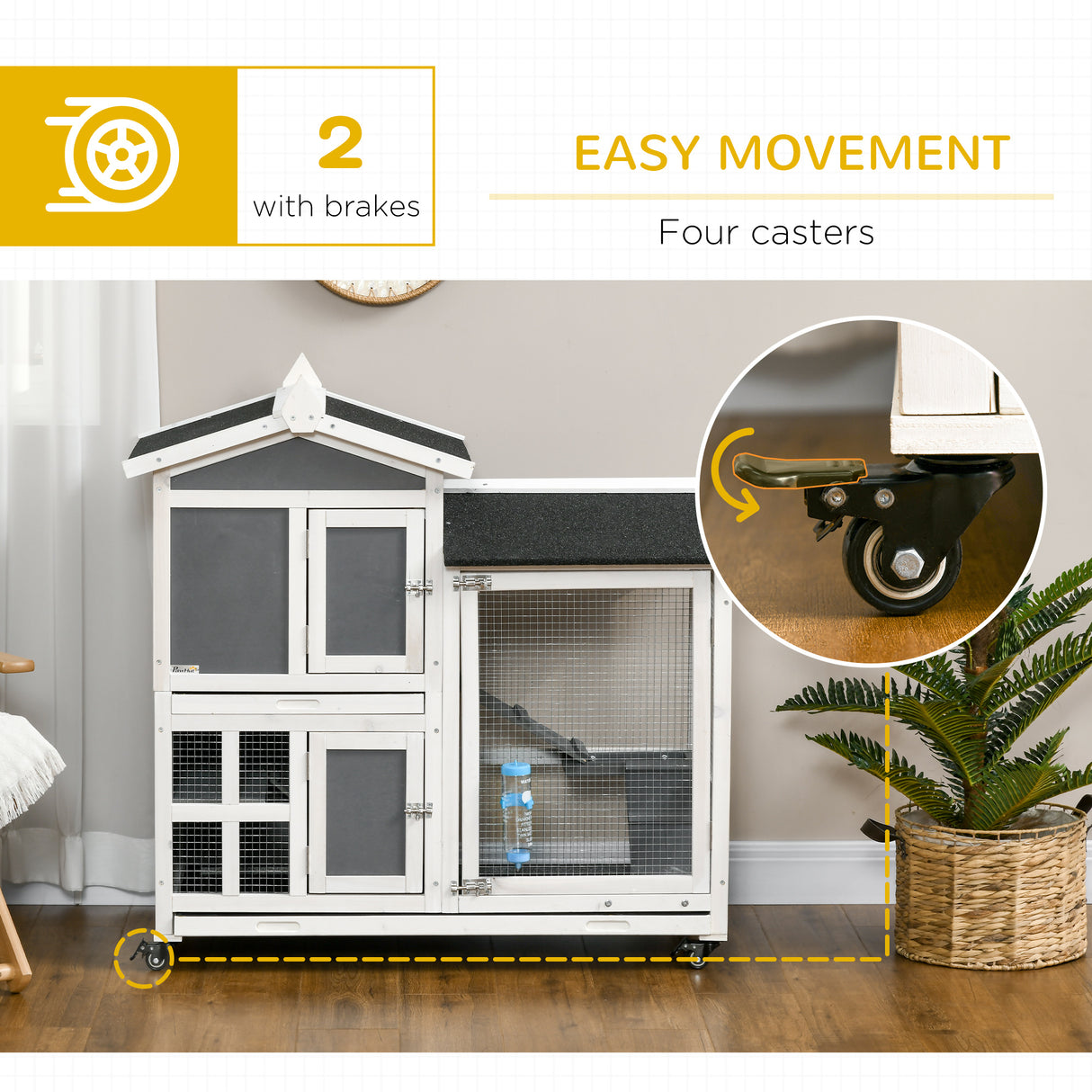 easycomfort conigliera da esterno per 2 conigli in legno con vassoio estraibile e area di corsa 110x60x104 cm