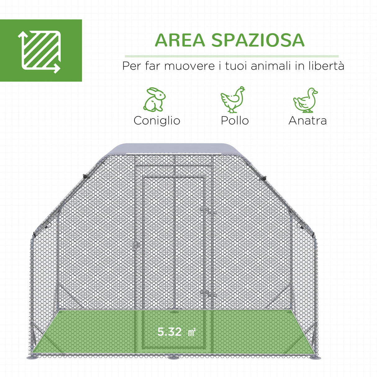 easycomfort easycomfort recinto per galline con telo di copertura per 4 6 polli in acciaio 280x190x195 cm