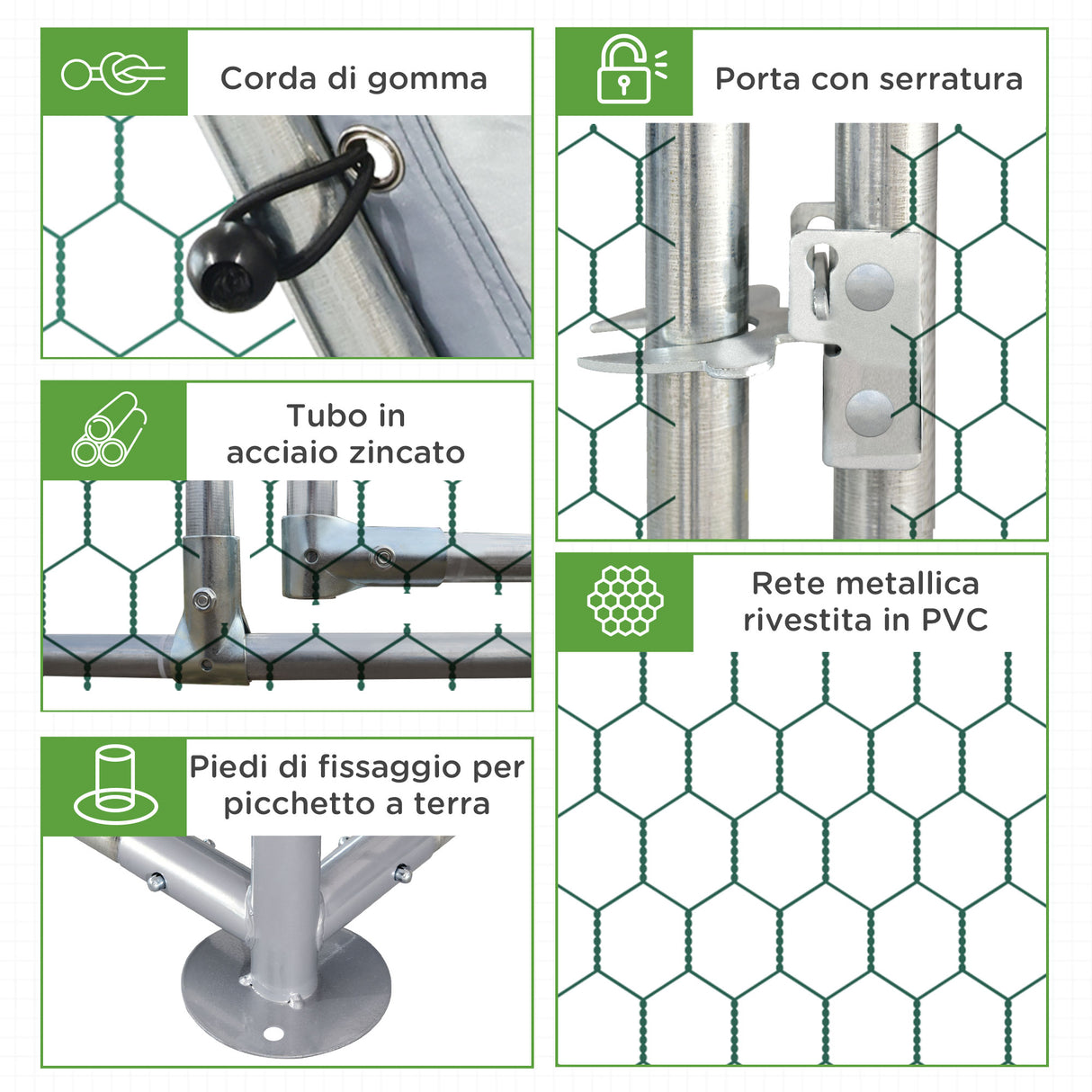 easycomfort easycomfort recinto per galline con telo di copertura per 4 6 polli in acciaio 280x190x195 cm