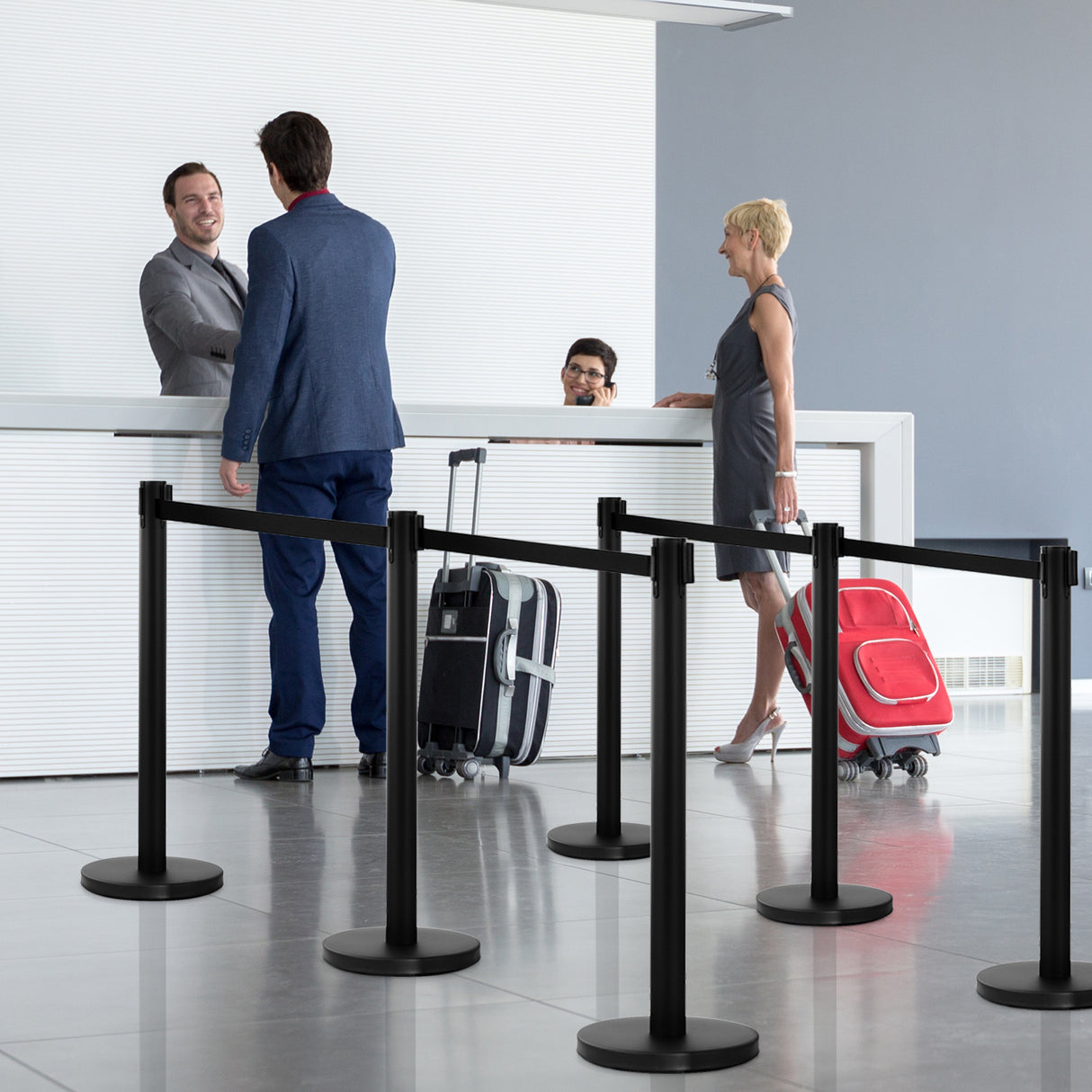 easycomfort easycomfort colonnine separacode colonnina segnapercorso con nastro nero in acciaio inox 200x32x90cm